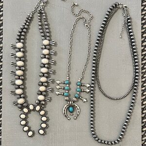 Silver and Turquoise Necklace Set